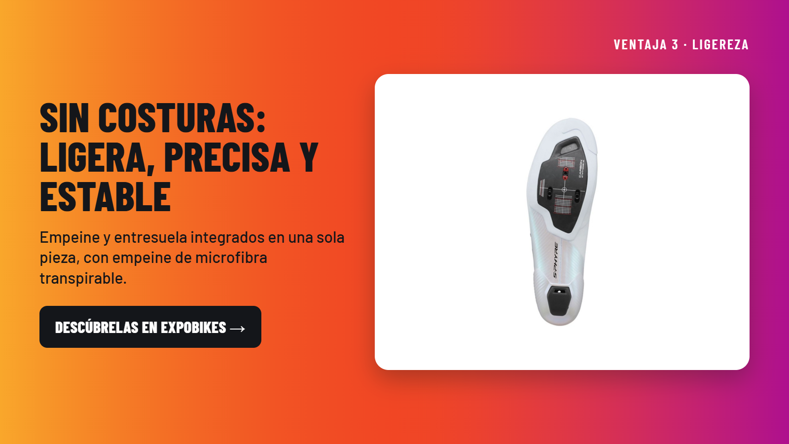 Suela de la zapatilla Shimano RC9 con zona de anclaje de calas